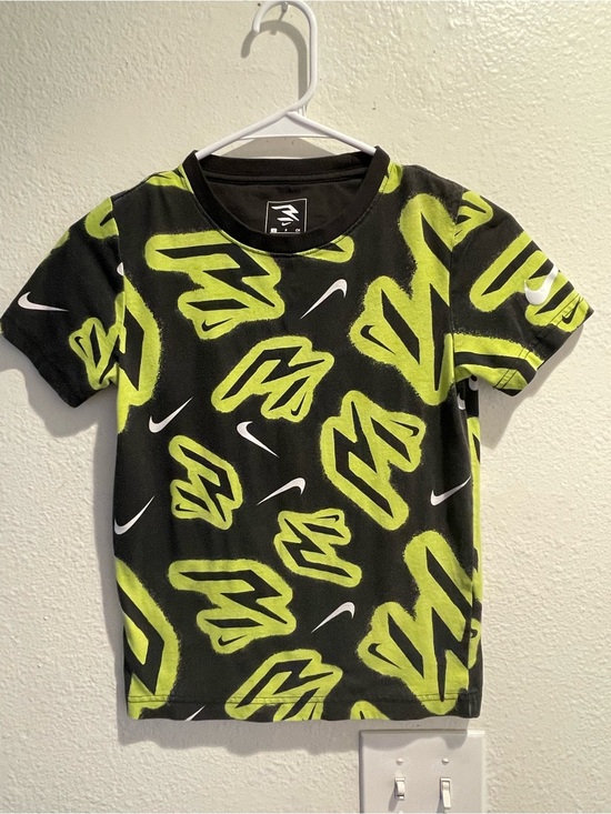 Nike Other - Nike Boys S Tee All Over Print Graffiti Swoosh Graphic Tee Black Neon Volt Green